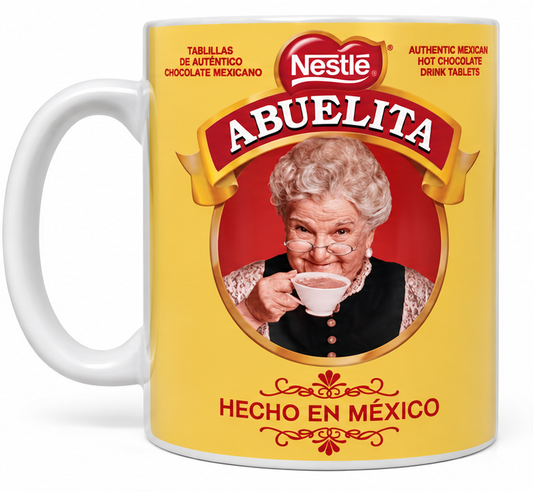 Abuelita Mexican Hot Chocolate 11 oz Coffee Mug, Funny Latina Gift, Hecho En Mexico Tea Cup