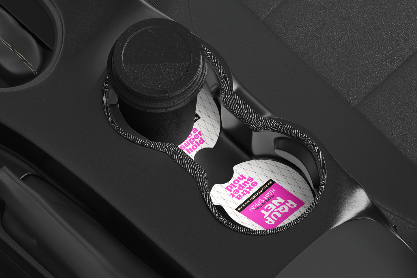 Cute Neoprene Car Coasters, Absorbent Cup Holder Inserts, Fun Auto Accessories (Set of 2) Aqua Net