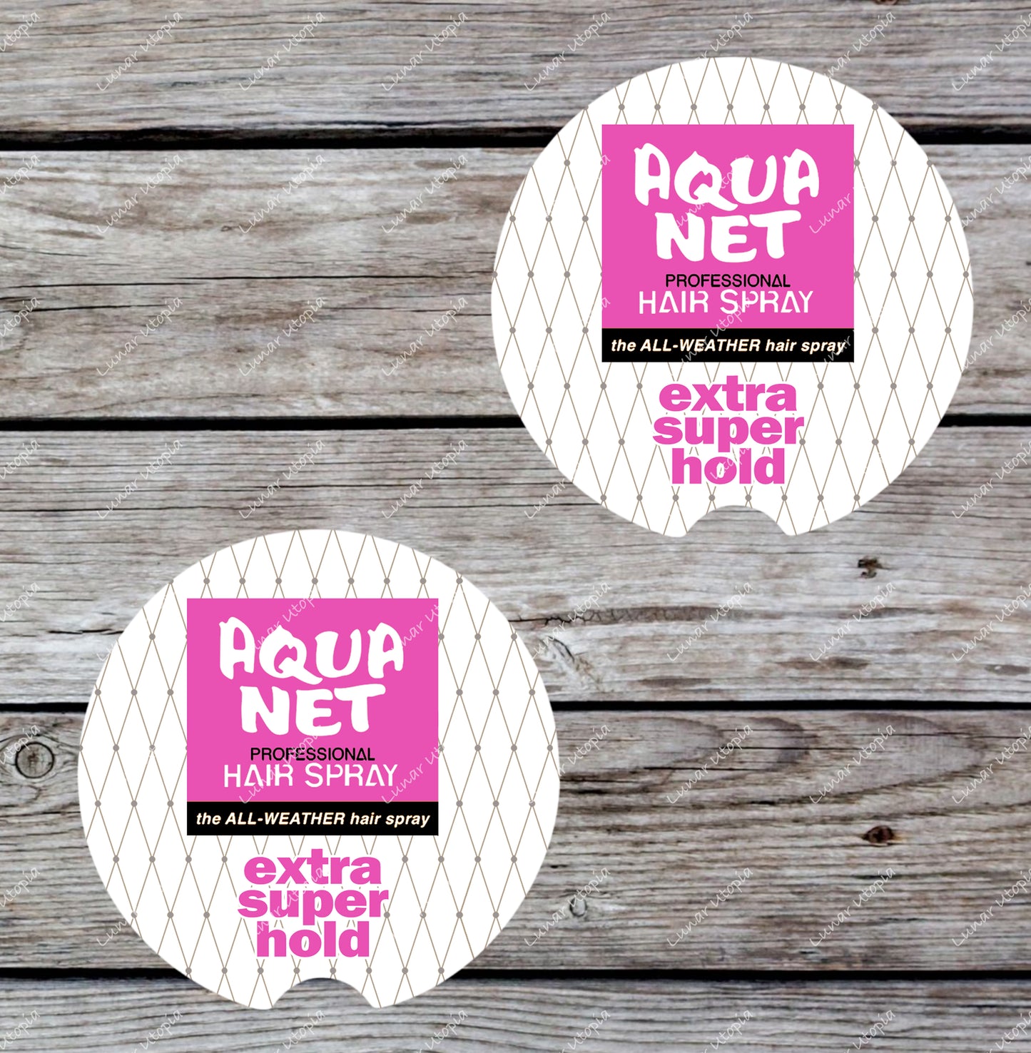 Cute Neoprene Car Coasters, Absorbent Cup Holder Inserts, Fun Auto Accessories (Set of 2) Aqua Net