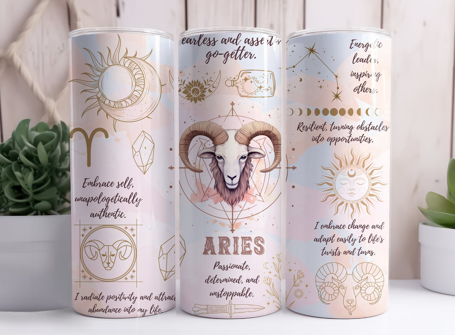 Astrological Signs Horoscope Aquarius, Aries, Cancer, Capricorn, Gemini, Leo 20 oz Stainless Steel Skinny Tumbler