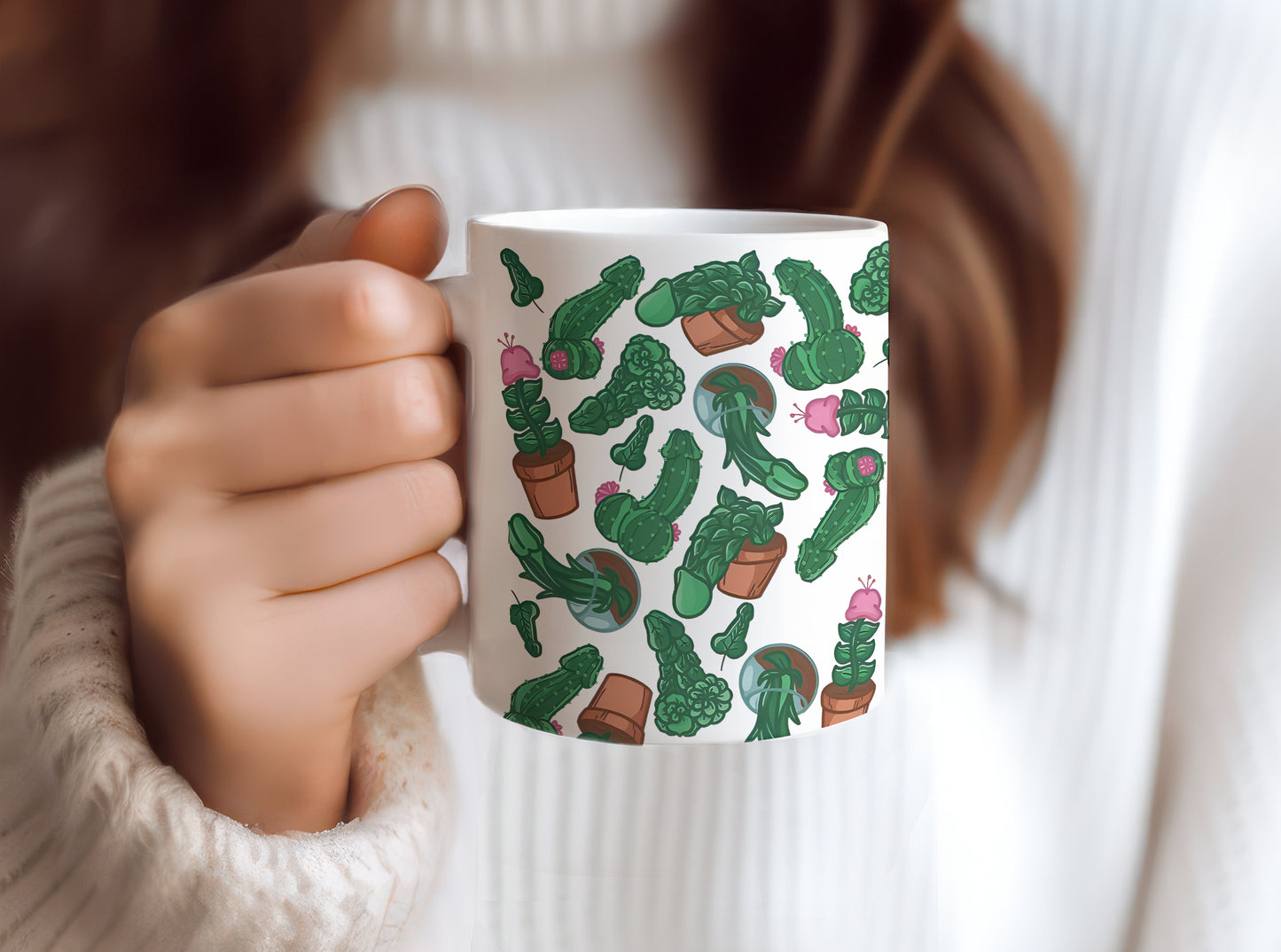 Adult Cactus, Cacti Plant Lover, Cactus Lover, Succulent Lover, Gardening 11 oz Coffee Mug, Novelty Cup, Ceramic Mug