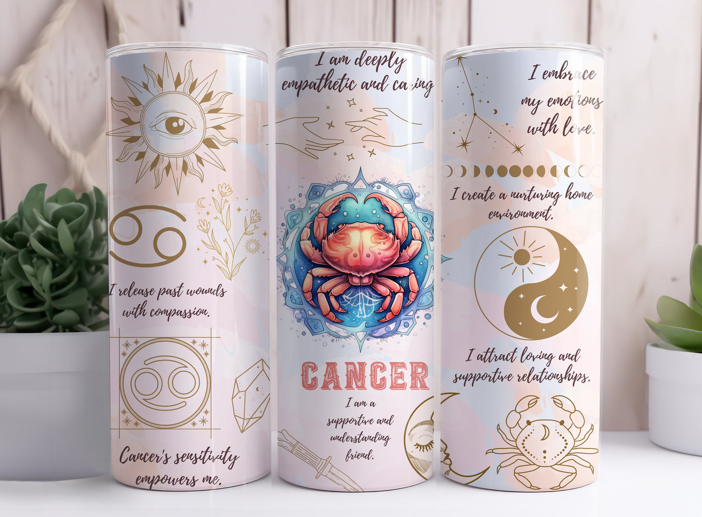 Astrological Signs Horoscope Aquarius, Aries, Cancer, Capricorn, Gemini, Leo 20 oz Stainless Steel Skinny Tumbler