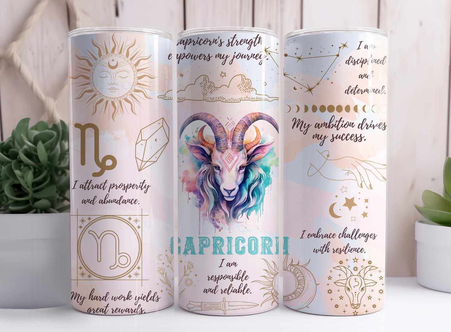 Astrological Signs Horoscope Aquarius, Aries, Cancer, Capricorn, Gemini, Leo 20 oz Stainless Steel Skinny Tumbler