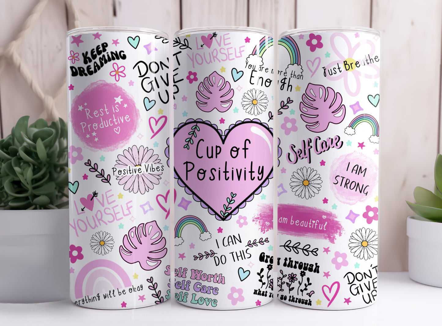Cup of Positivity, Affirmation Gift, Happy Girl Boss, Good Vibes 20 oz Tumbler
