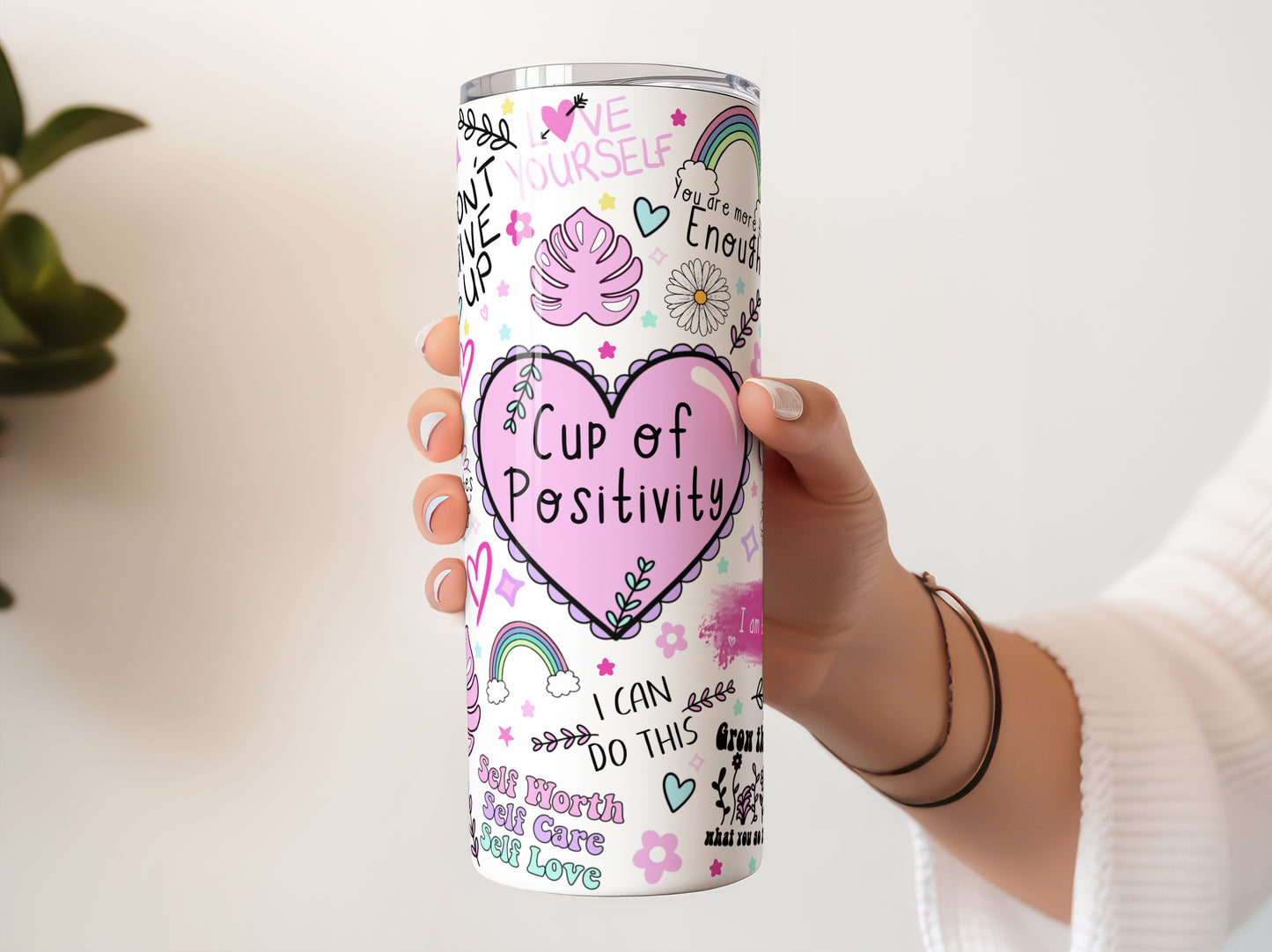 Cup of Positivity, Affirmation Gift, Happy Girl Boss, Good Vibes 20 oz Tumbler