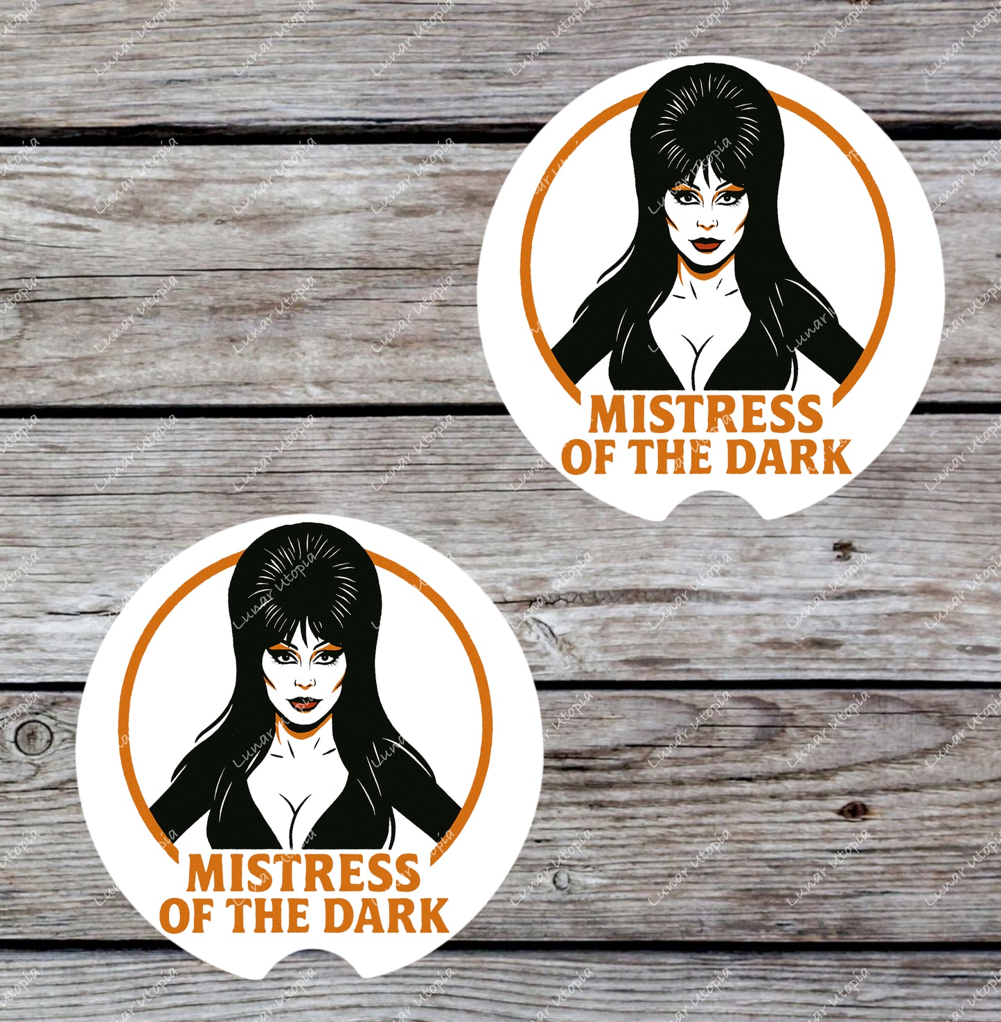 Cute Neoprene Car Coasters, Absorbent Cup Holder Inserts, Fun Auto Accessories (Set of 2) Dark Mistress