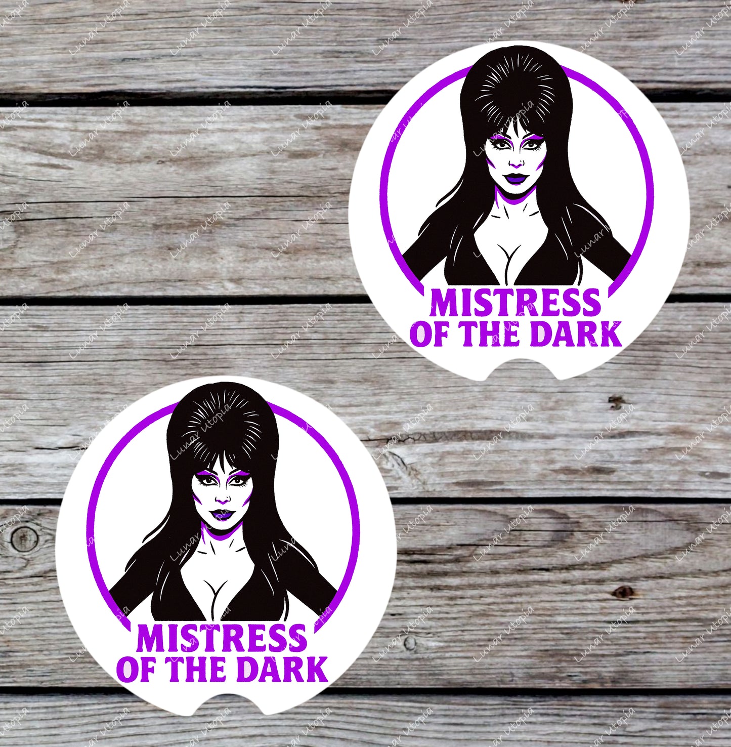 Cute Neoprene Car Coasters, Absorbent Cup Holder Inserts, Fun Auto Accessories (Set of 2) Dark Mistress