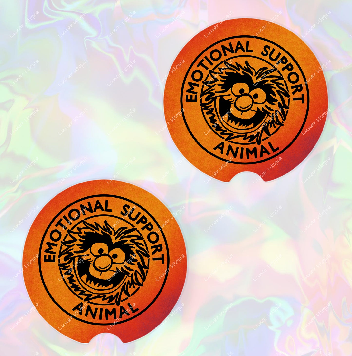 Cute Neoprene Car Coasters, Absorbent Cup Holder Inserts, Fun Auto Accessories (Set of 2) Animal