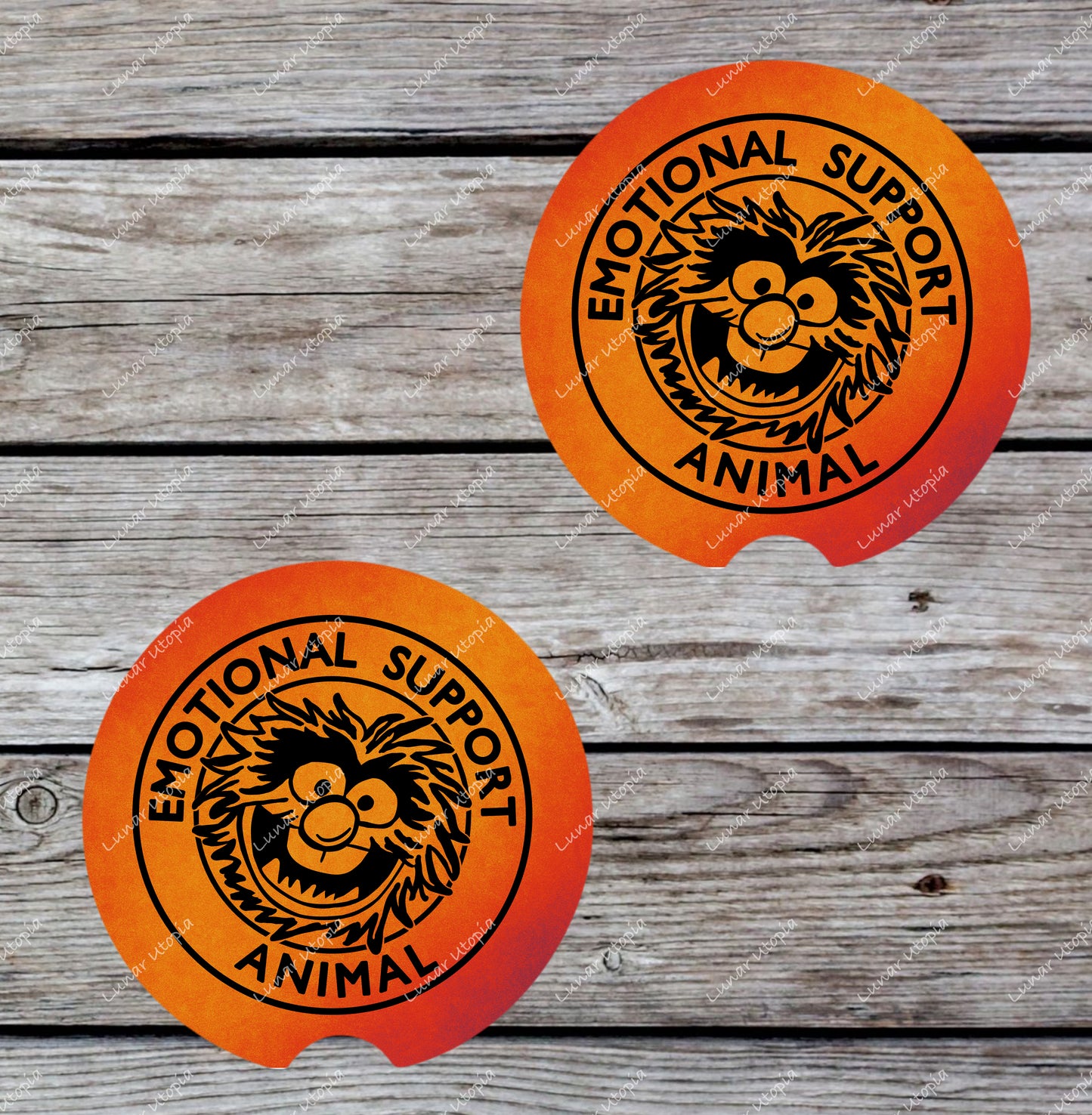 Cute Neoprene Car Coasters, Absorbent Cup Holder Inserts, Fun Auto Accessories (Set of 2) Animal