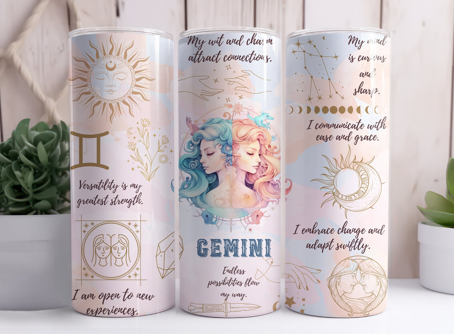 Astrological Signs Horoscope Aquarius, Aries, Cancer, Capricorn, Gemini, Leo 20 oz Stainless Steel Skinny Tumbler