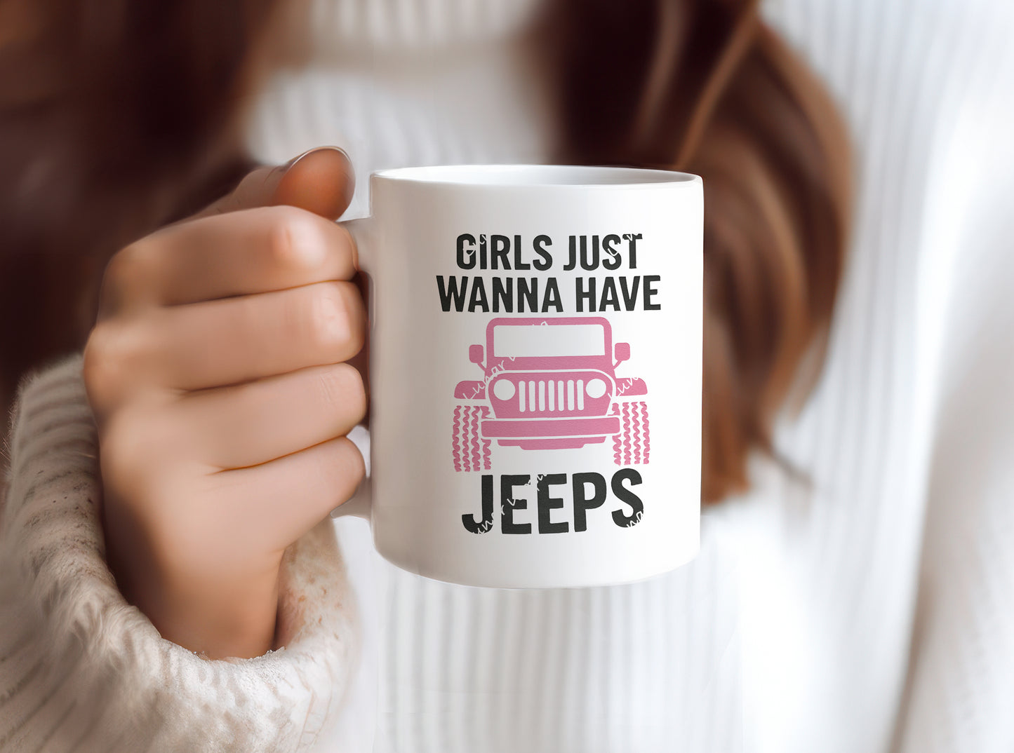 Girls Just Wanna Have Jeeps 11oz Ceramic Coffee Mug, Novelty Tea Cup