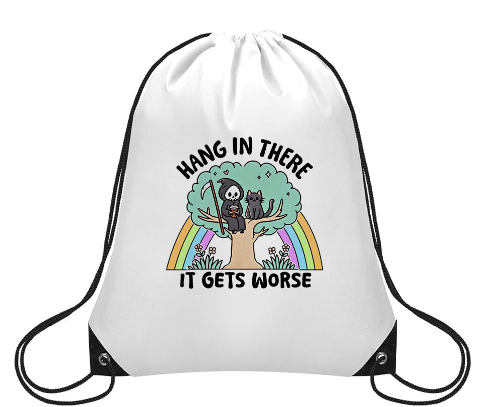 Hang In There, Small Drawstring Backpack