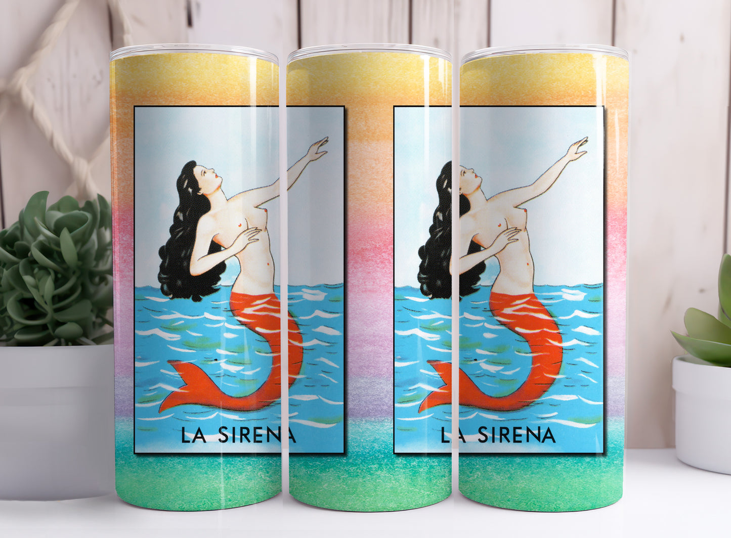 Loteria Jeu de cartes mexicain LA SIRENA La Sirène 20 oz Skinny Tumbler