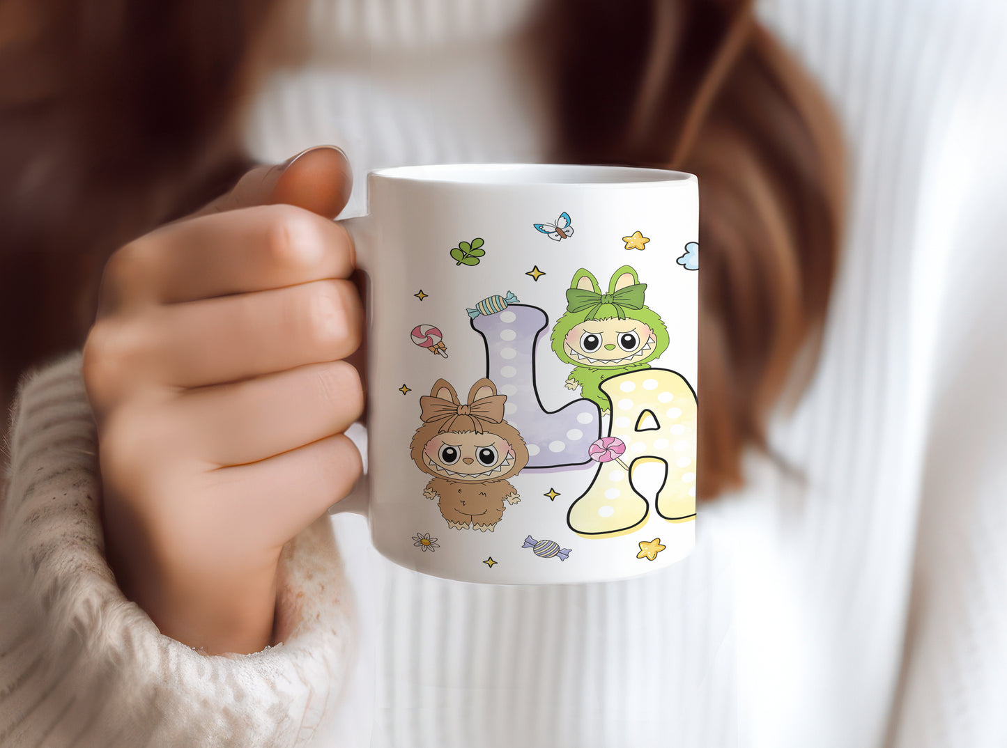Labubu Monster Elves K-POP Elvish Creature Cartoon 11oz Ceramic Mug Style E