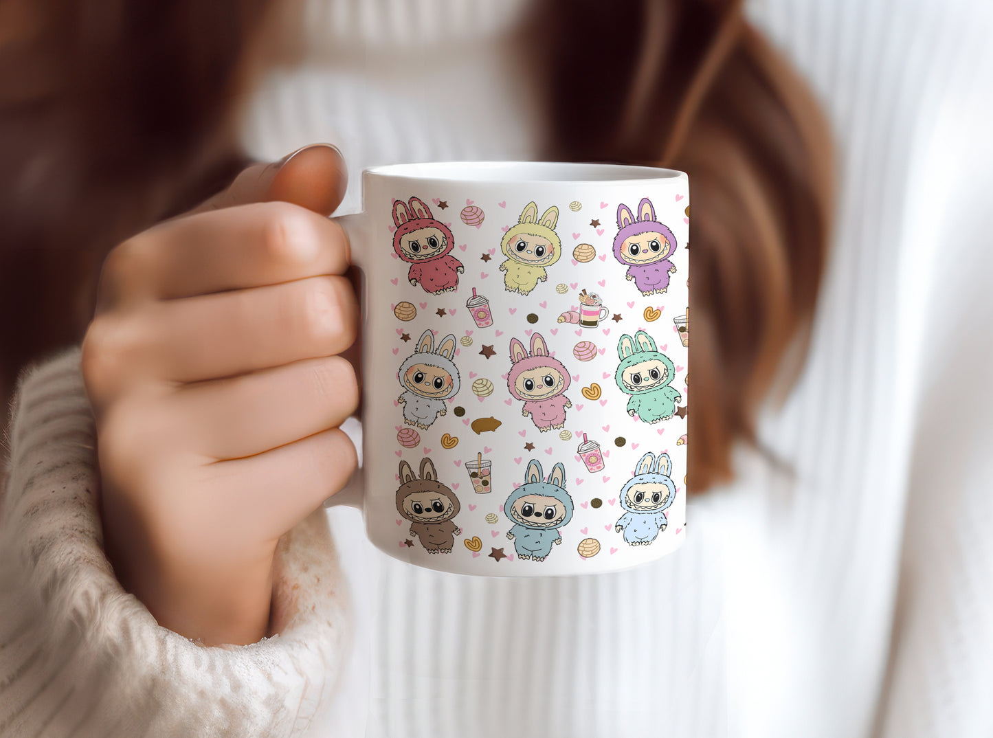Labubu Monster Elves K-POP Elvish Creature Cartoon 11oz Ceramic Mug Style C