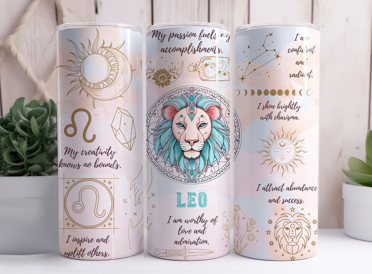 Astrological Signs Horoscope Aquarius, Aries, Cancer, Capricorn, Gemini, Leo 20 oz Stainless Steel Skinny Tumbler