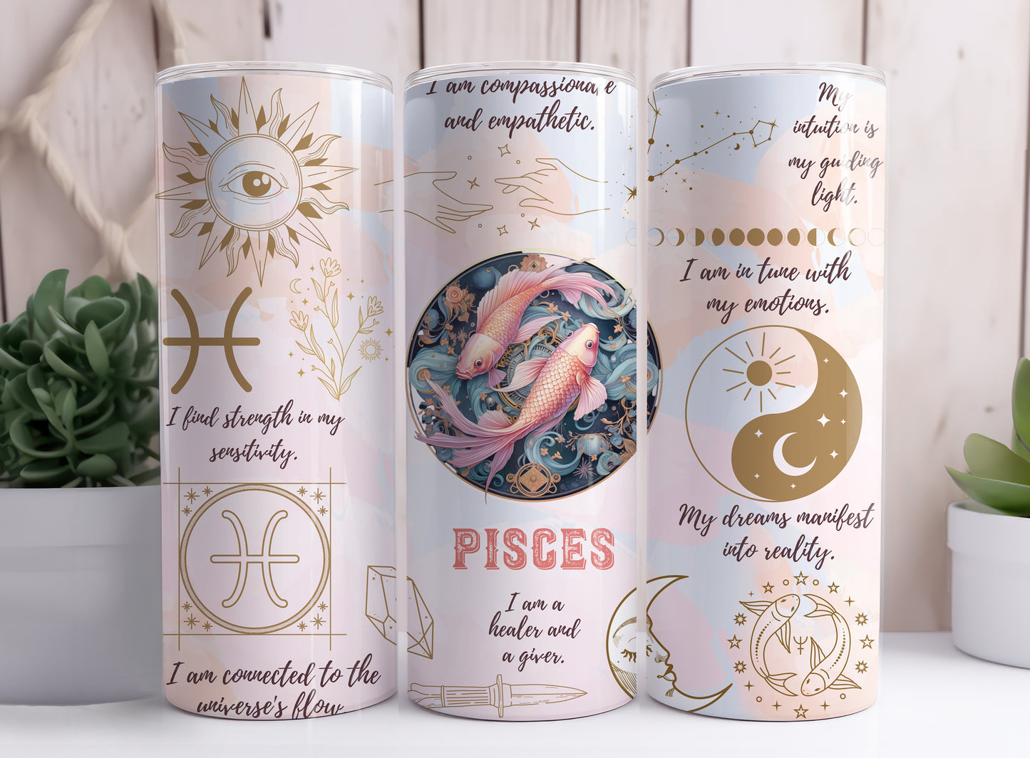 Astrological Signs Horoscope Libra, Pisces, Sagittarius, Scorpio, Taurus, Virgo 20 oz Stainless Steel Skinny Tumbler