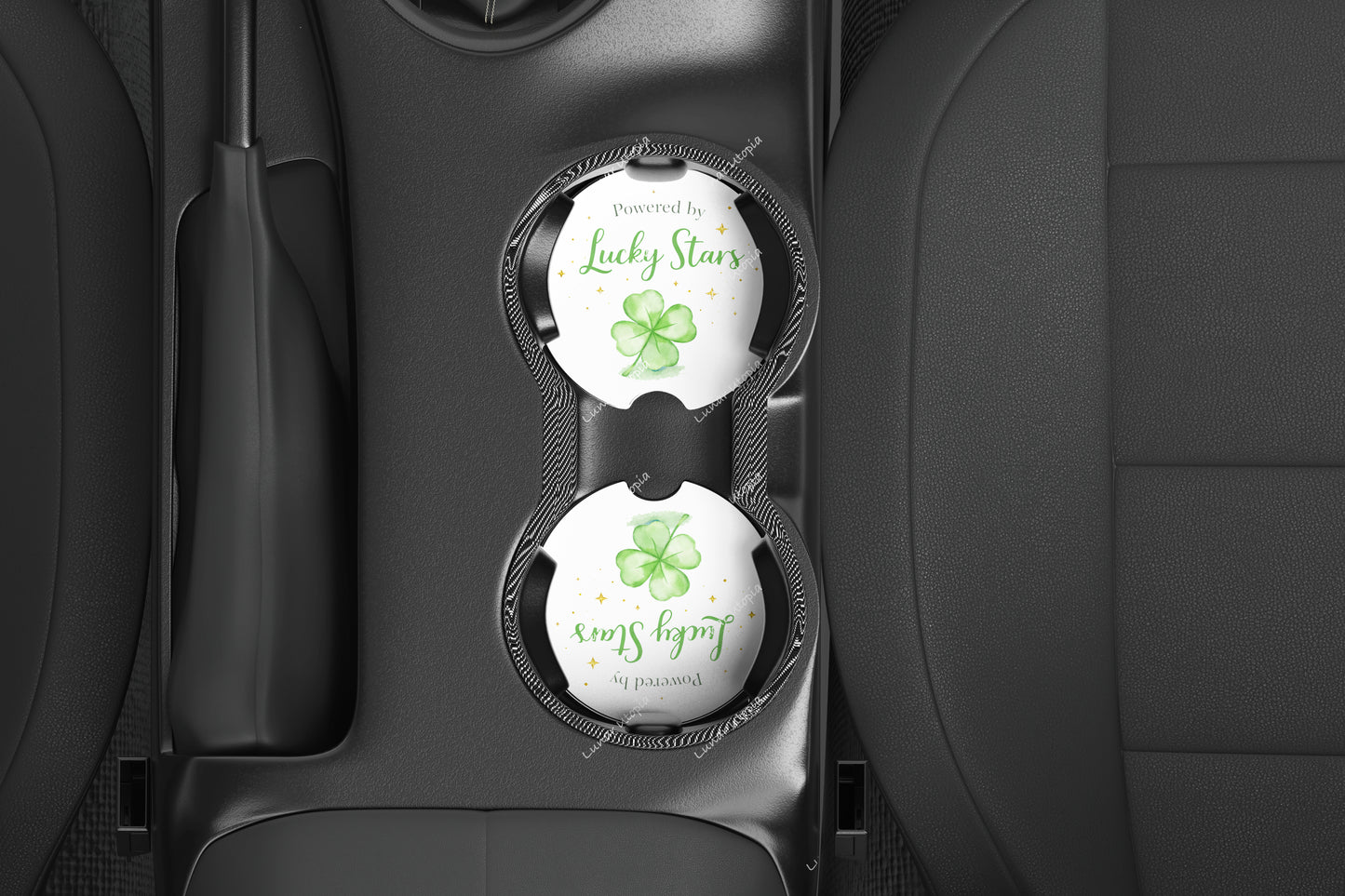 Powered by Lucky Stars Neoprene Coasters for Car, Truck, or Home