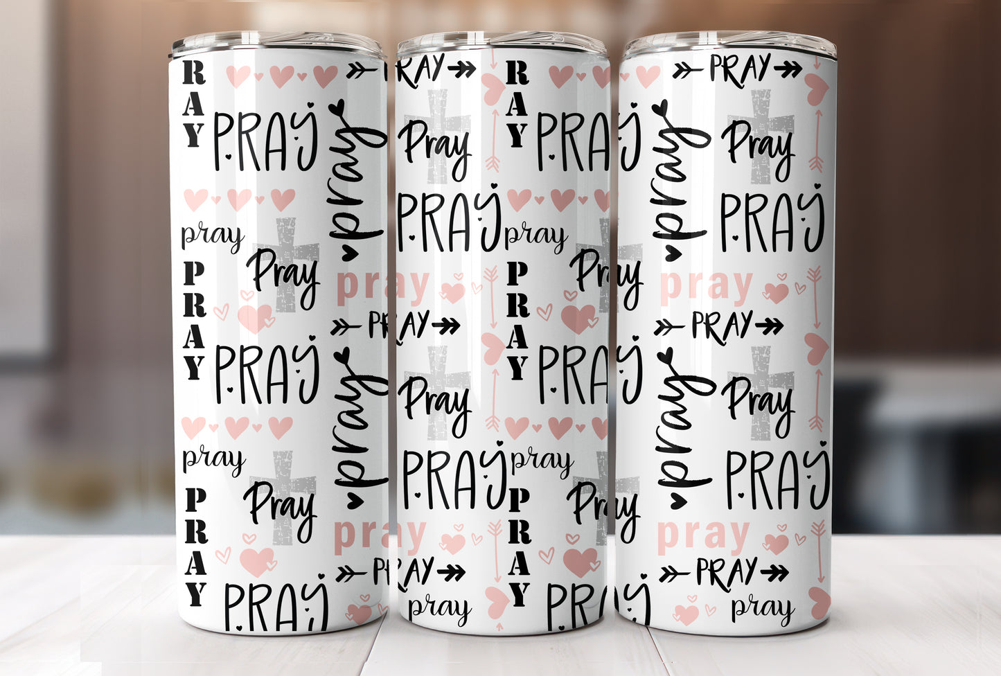 Pray Tumbler, Affirmation Gift, Tumbler for Church, Sunday School, Bible Study 20 oz Tumbler