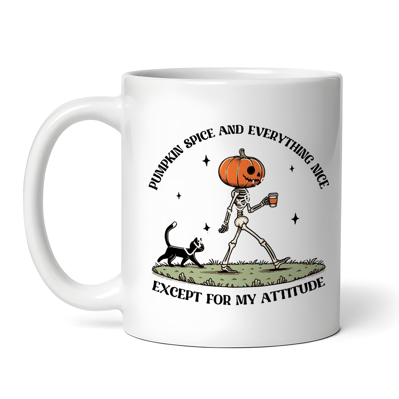 Pumpkin Spice Attitude Halloween 11 oz Ceramic Coffee Mug, Novelty Tea Cup