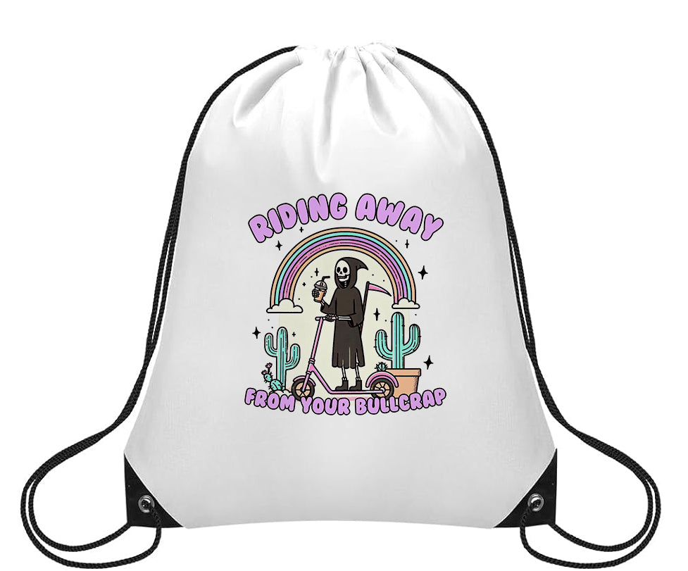 Riding Away, Small Drawstring Backpack