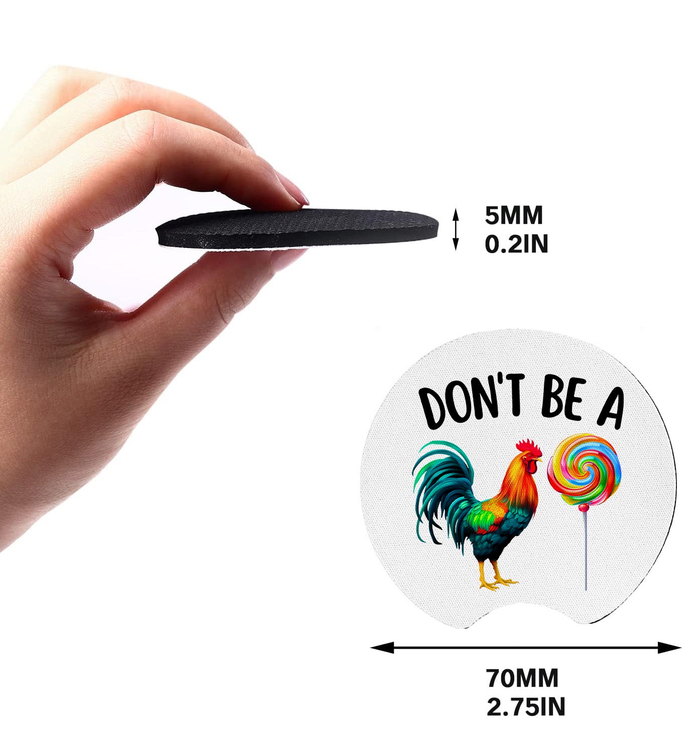 Don't Be A Rooster Sucker - Neoprene Coasters for Car, Truck, or Home