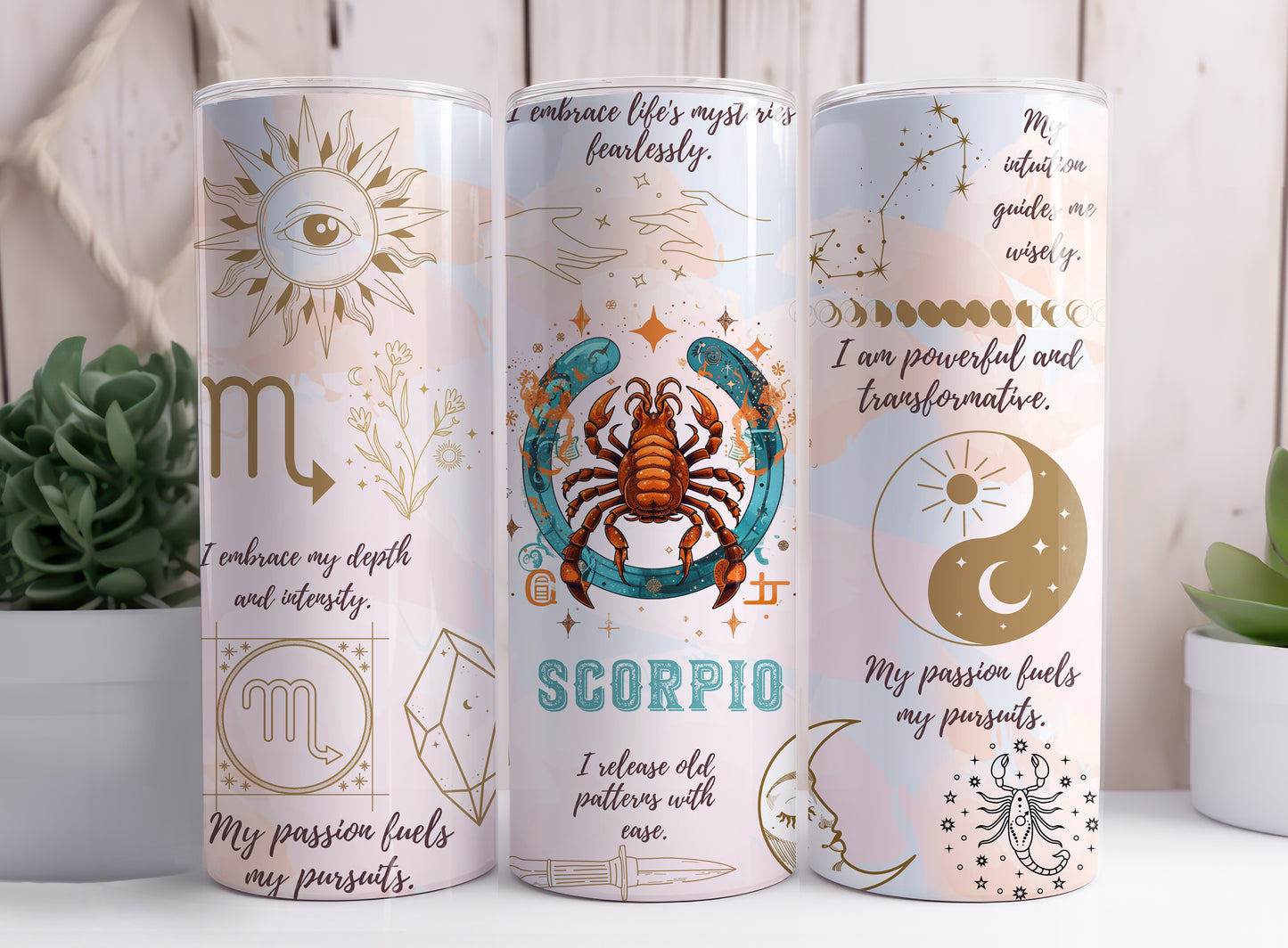 Astrological Signs Horoscope Libra, Pisces, Sagittarius, Scorpio, Taurus, Virgo 20 oz Stainless Steel Skinny Tumbler