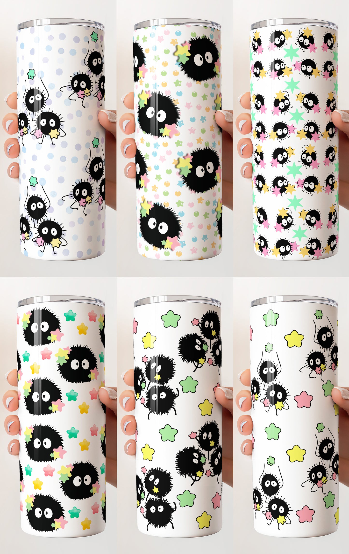 Soot Sprite Susuwatari Makkuro Kurosuke Living Dust 20 oz Skinny Tumbler Designs 9-14