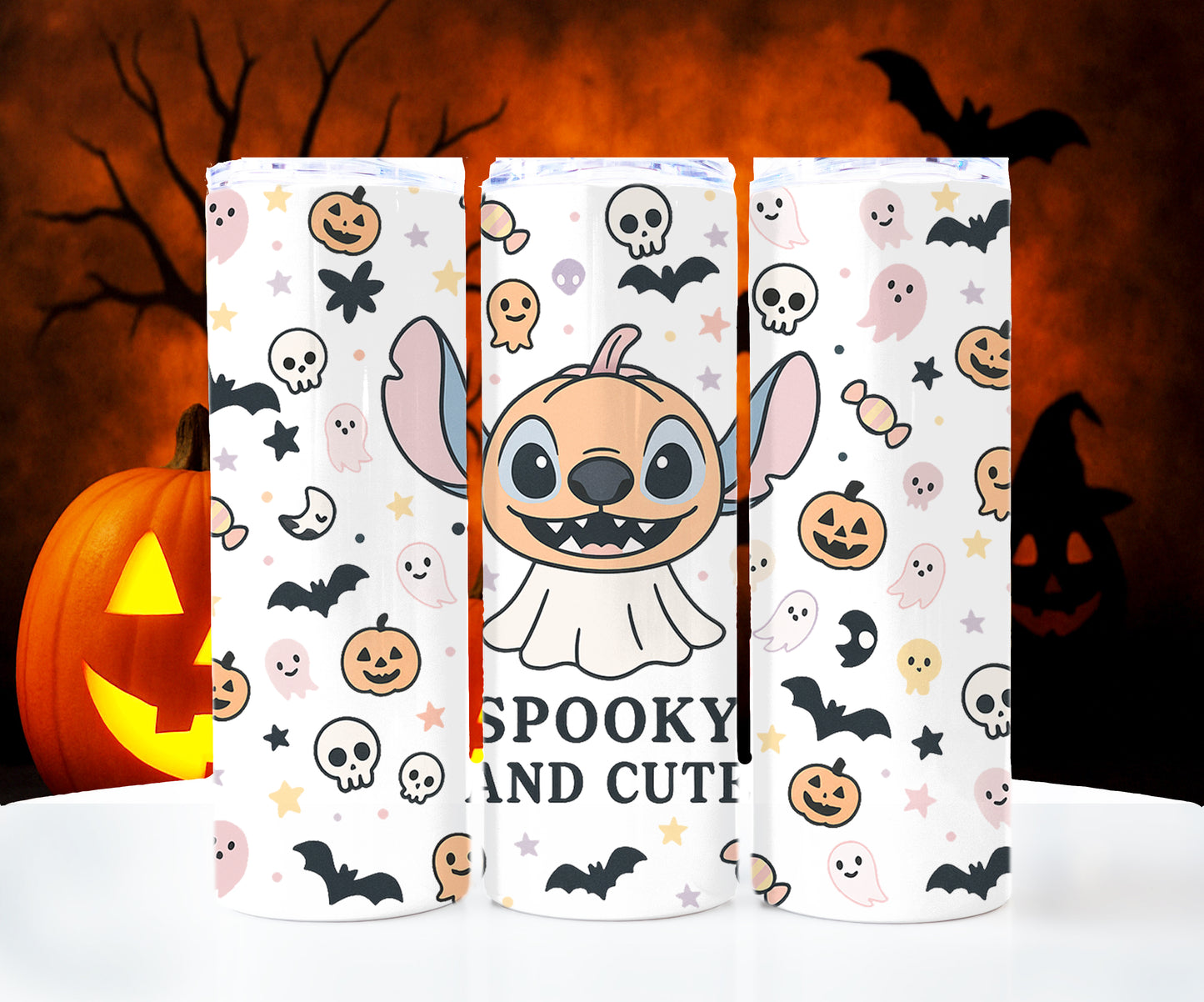 Spooky And Cute Halloween 20 oz Stainless Steel Skinny Tumbler