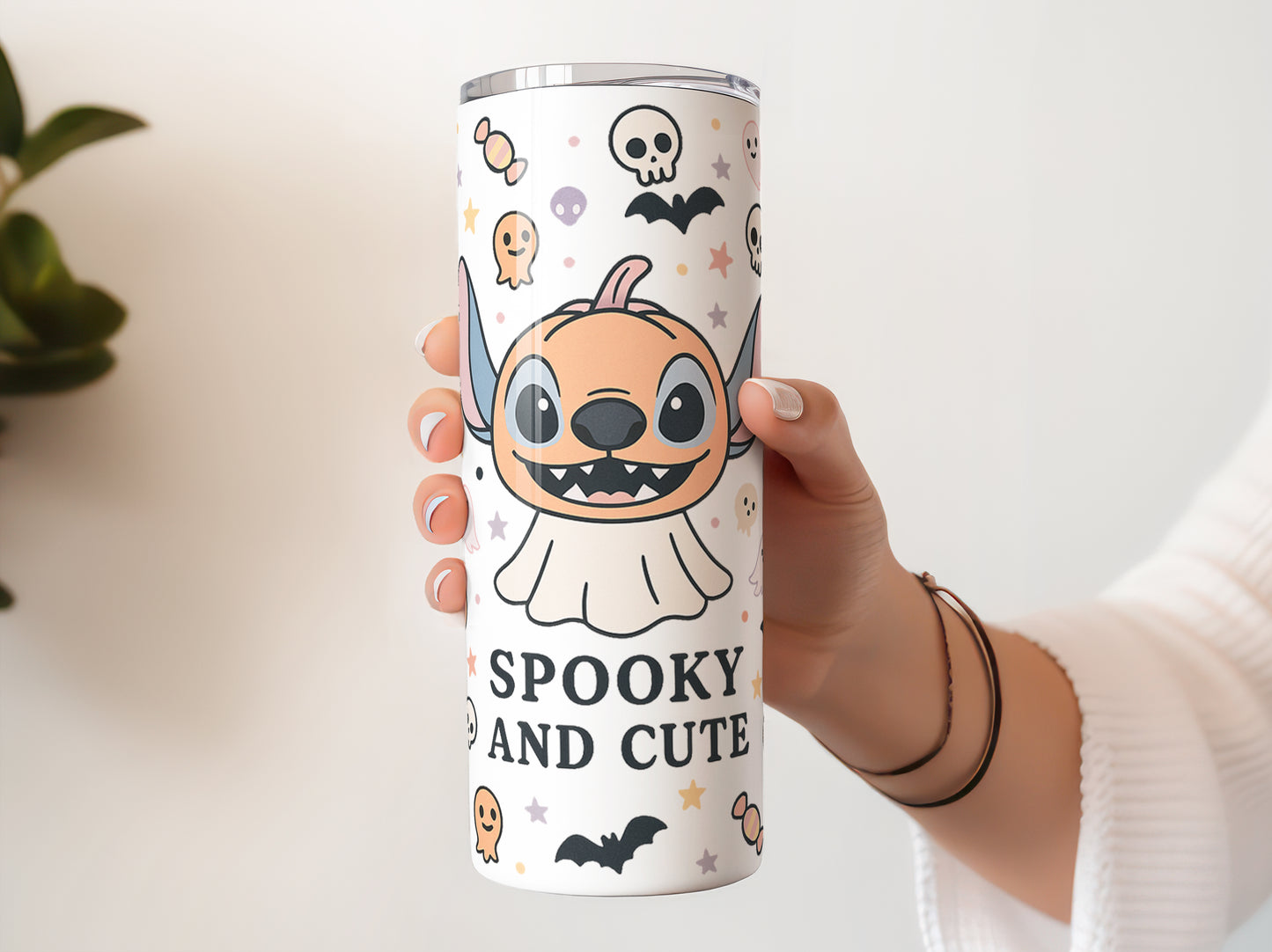 Spooky And Cute Halloween 20 oz Stainless Steel Skinny Tumbler