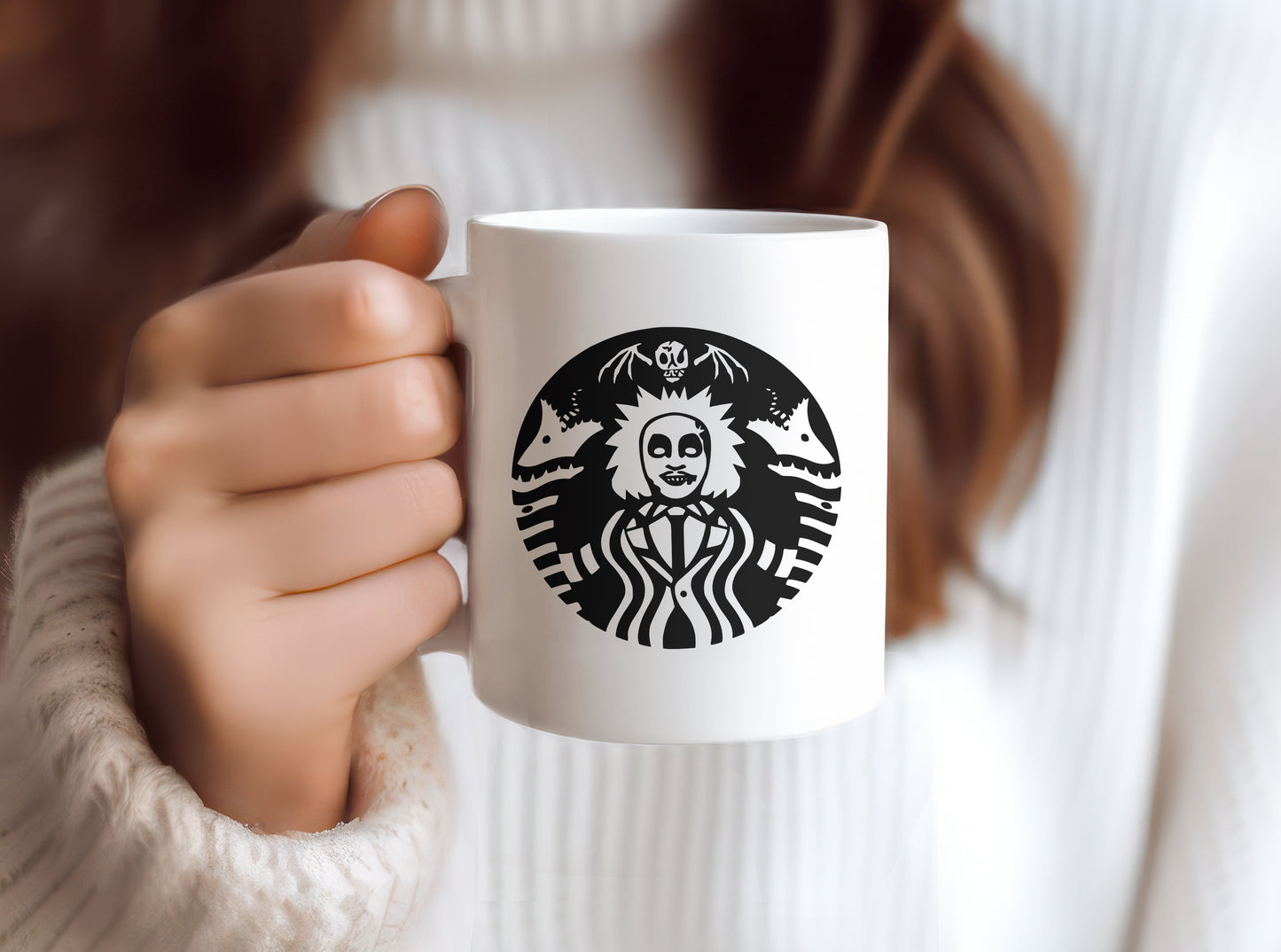 Beetlejuice Starbeetle Black Coffee Starbies Beetle Juice 11 oz Ceramic Mug
