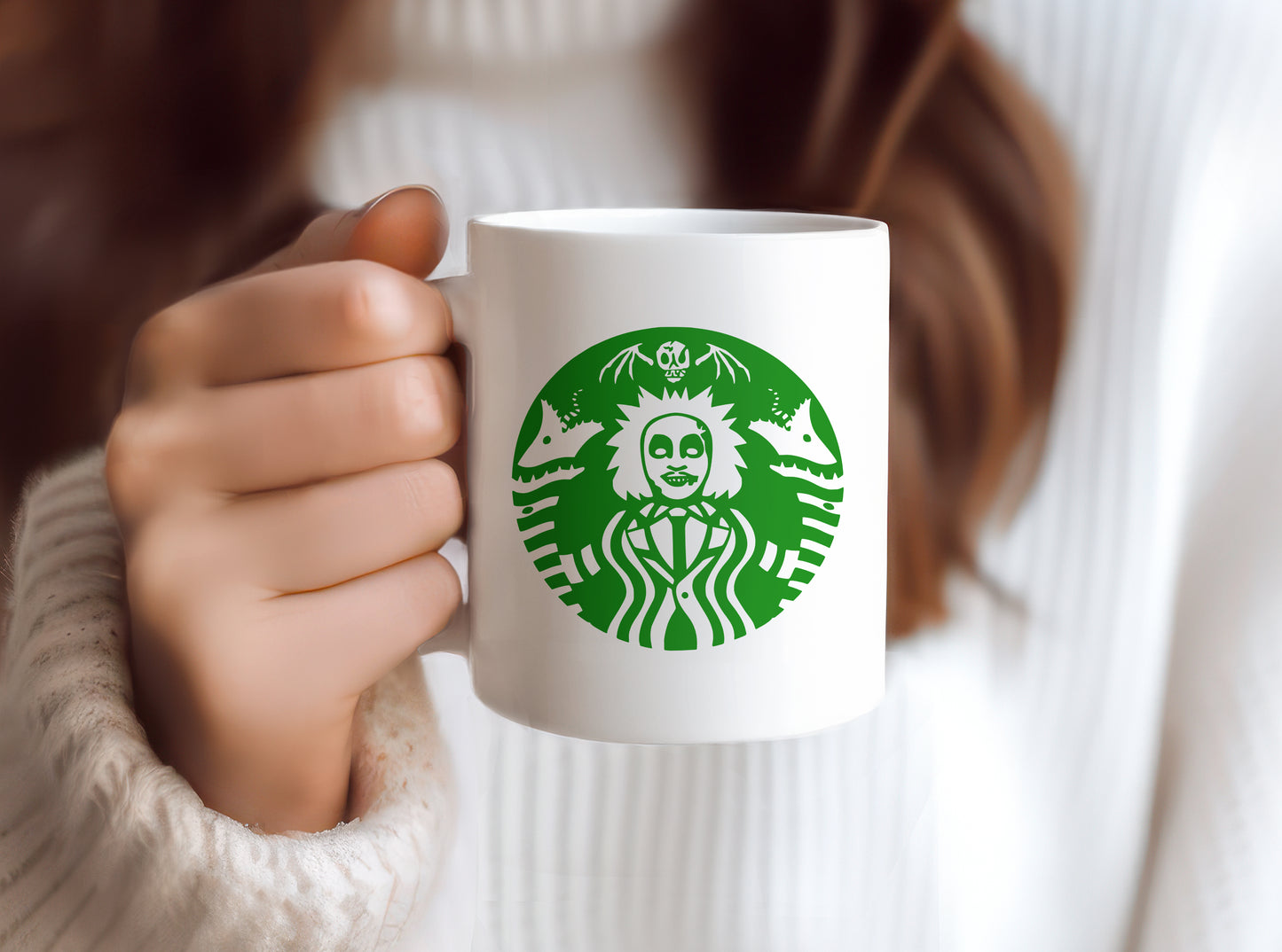 Beetlejuice Starbeetle Green Coffee Starbies Beetle Juice 11 oz Ceramic Mug