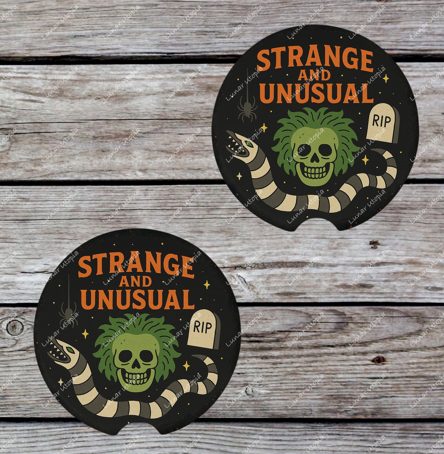 Cute Neoprene Car Coasters, Absorbent Cup Holder Inserts, Fun Auto Accessories (Set of 2) Strange and Unusual