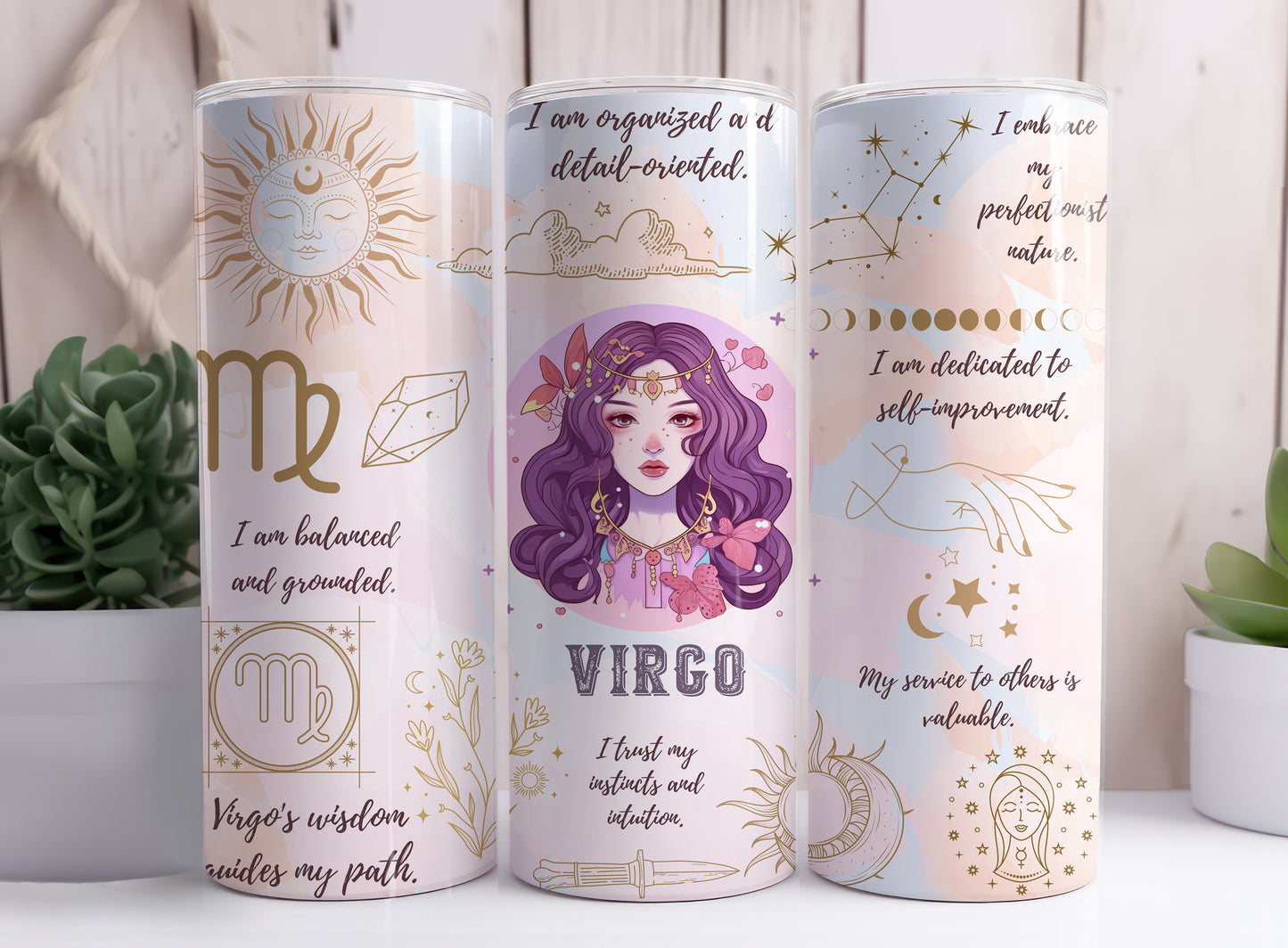 Astrological Signs Horoscope Libra, Pisces, Sagittarius, Scorpio, Taurus, Virgo 20 oz Stainless Steel Skinny Tumbler