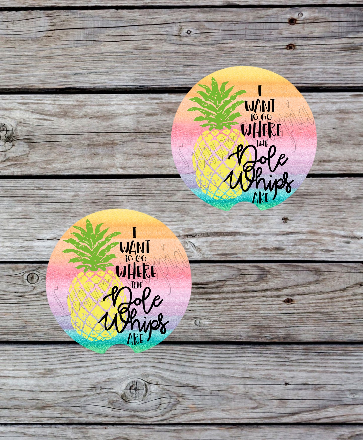 Cute Neoprene Car Coasters, Absorbent Cup Holder Inserts, Fun Auto Accessories (Set of 2) Dole Whips