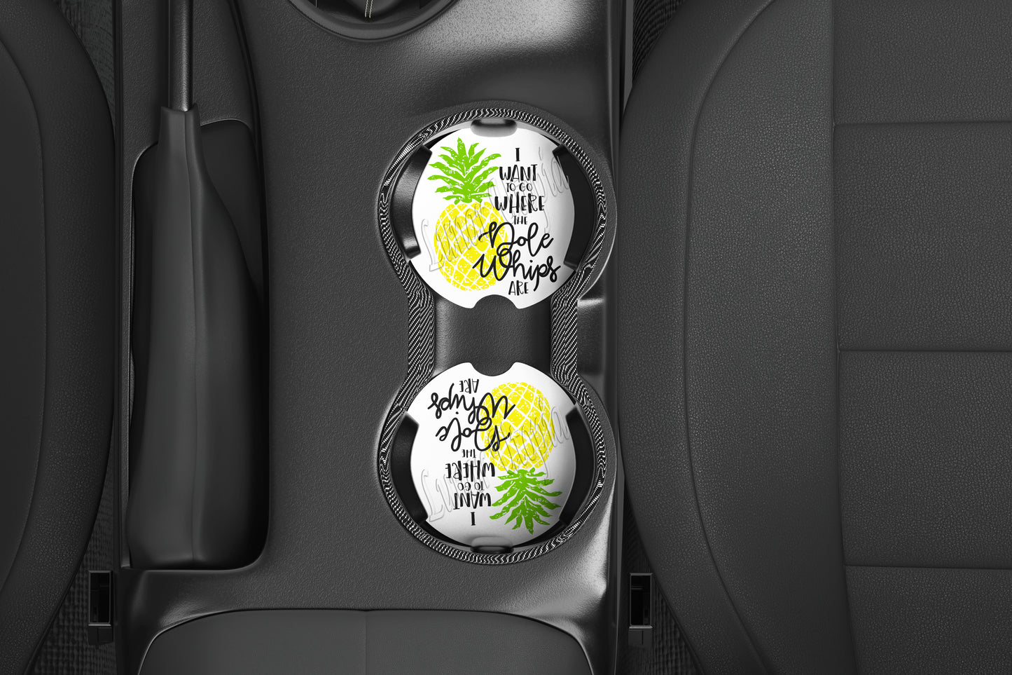 Cute Neoprene Car Coasters, Absorbent Cup Holder Inserts, Fun Auto Accessories (Set of 2) Dole Whips