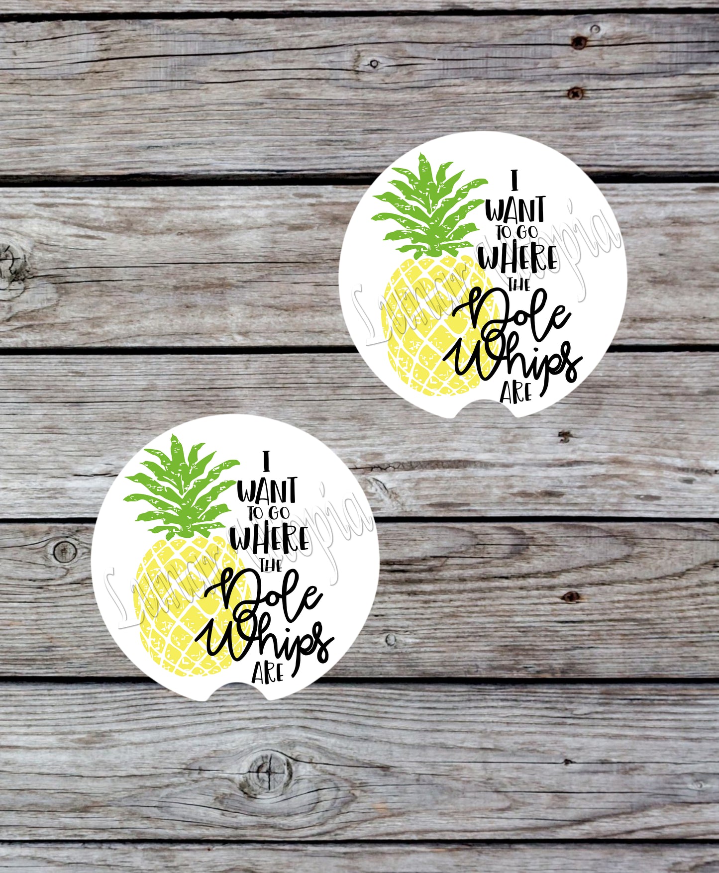 Cute Neoprene Car Coasters, Absorbent Cup Holder Inserts, Fun Auto Accessories (Set of 2) Dole Whips