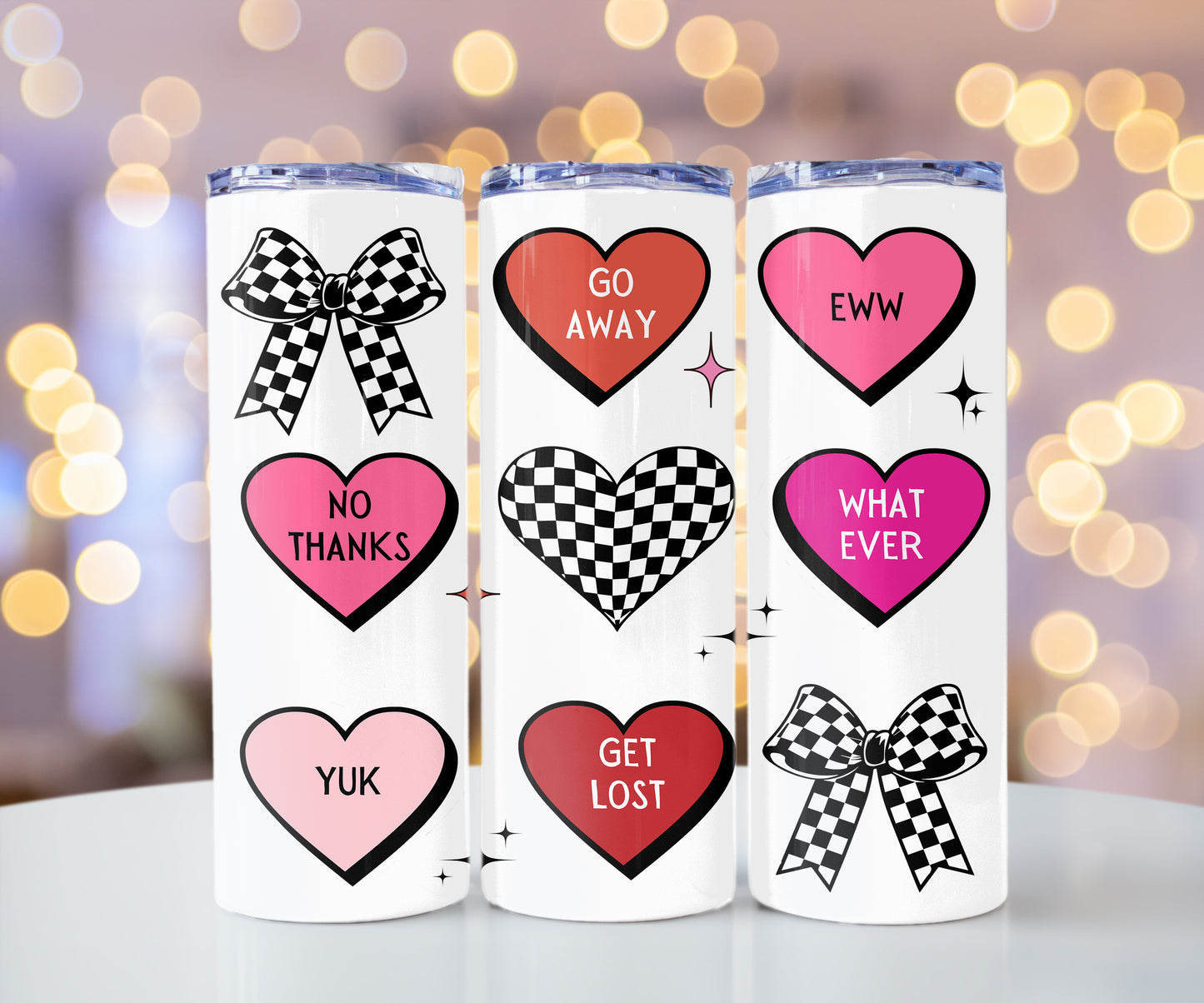 Anti-Valentine Coquette, Valentine's Day Cute Cup With Lid And Straw 20 oz Skinny Tumbler