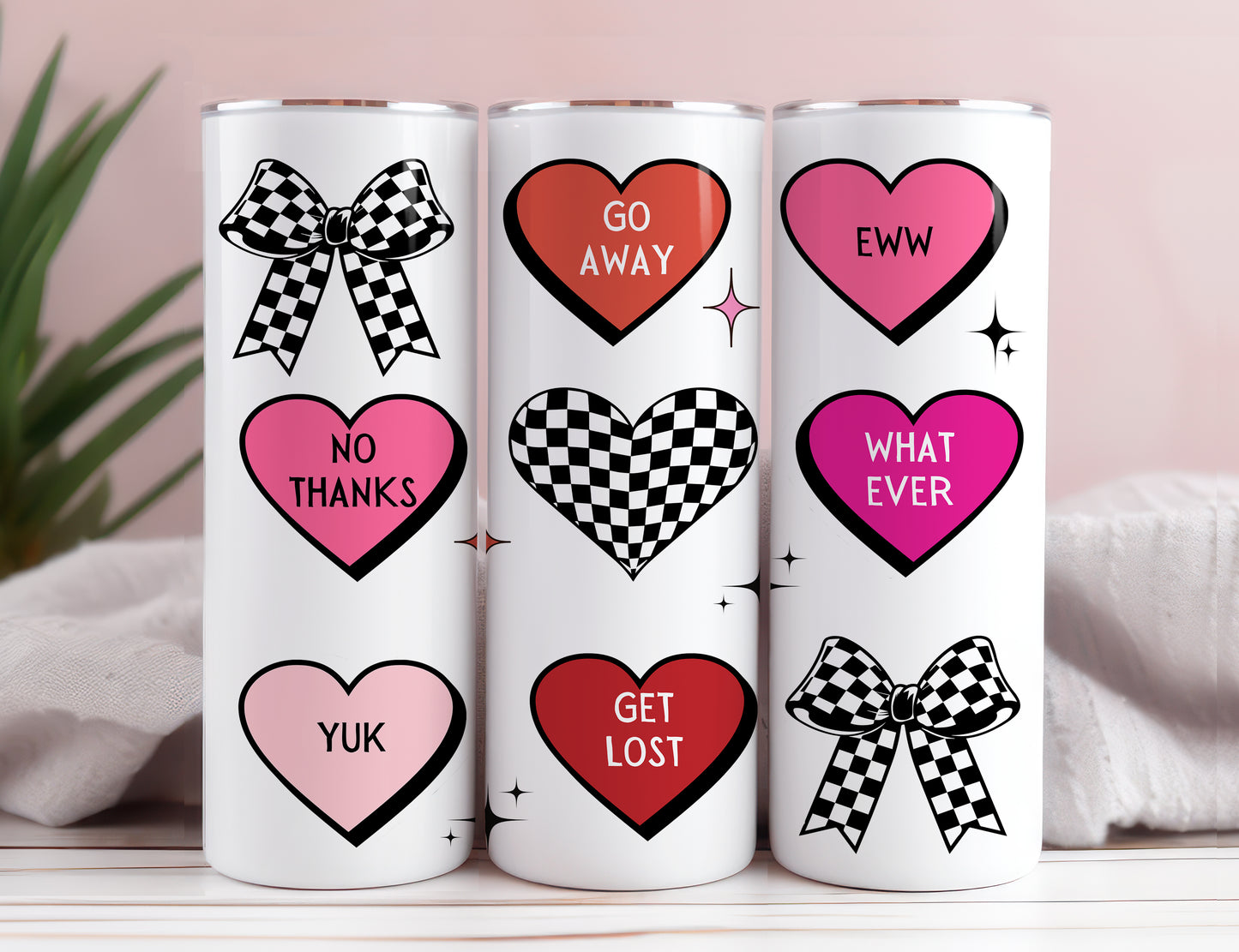 Anti-Valentine Coquette, Valentine's Day Cute Cup With Lid And Straw 20 oz Skinny Tumbler