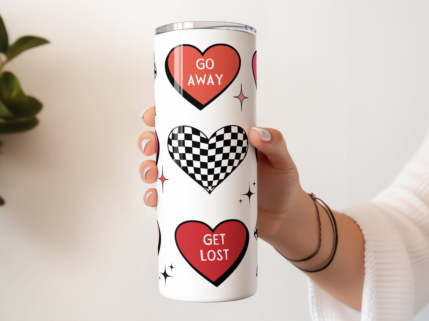 Anti-Valentine Coquette, Valentine's Day Cute Cup With Lid And Straw 20 oz Skinny Tumbler