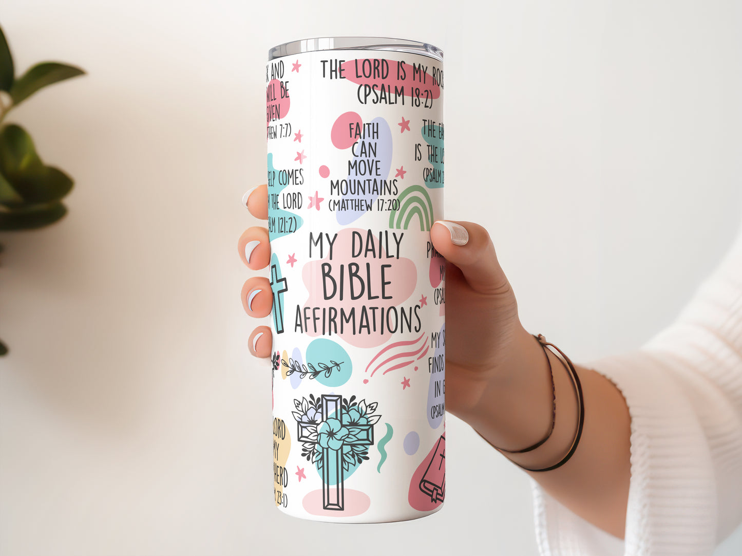 My Daily Bible Affirmations, Christian Affirmations Tumbler, Affirmation Gift, Affirmation Tumbler, Bible Study 20 oz Tumbler