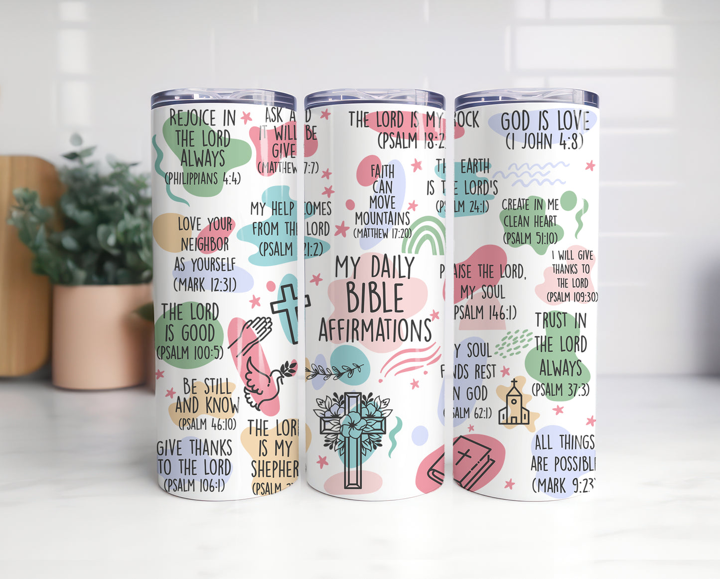 My Daily Bible Affirmations, Christian Affirmations Tumbler, Affirmation Gift, Affirmation Tumbler, Bible Study 20 oz Tumbler