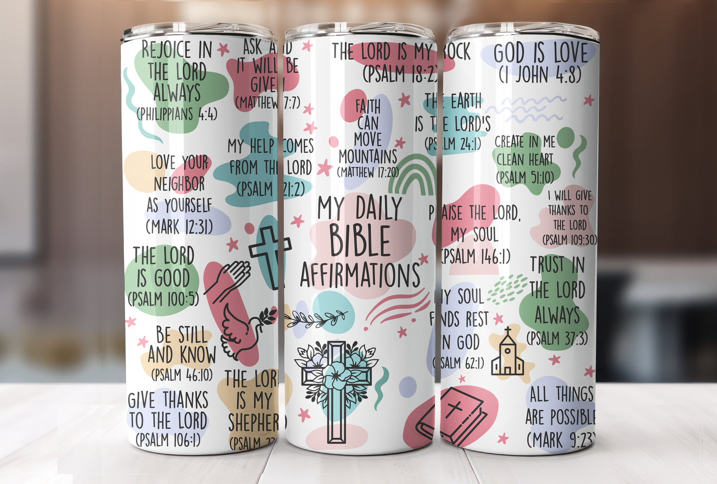 My Daily Bible Affirmations, Christian Affirmations Tumbler, Affirmation Gift, Affirmation Tumbler, Bible Study 20 oz Tumbler