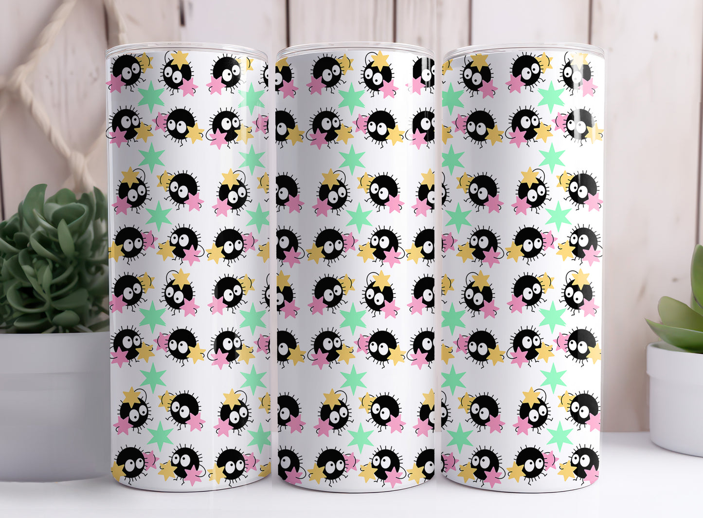 Soot Sprite Susuwatari Makkuro Kurosuke Living Dust 20 oz Skinny Tumbler Designs 9-14