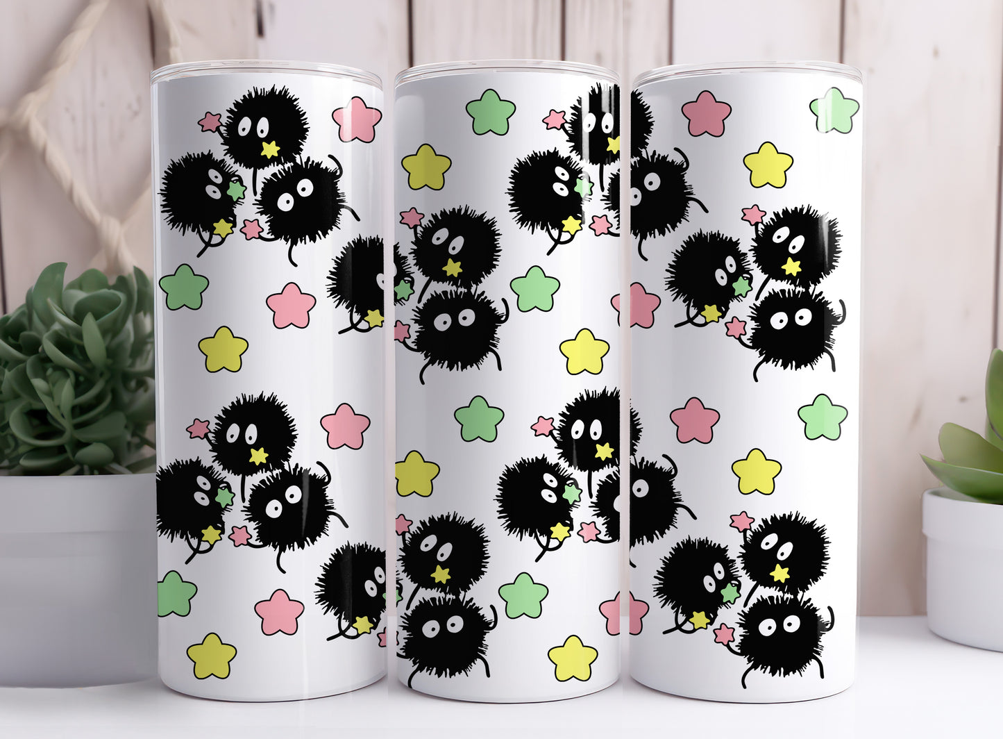 Soot Sprite Susuwatari Makkuro Kurosuke Living Dust 20 oz Skinny Tumbler Designs 9-14