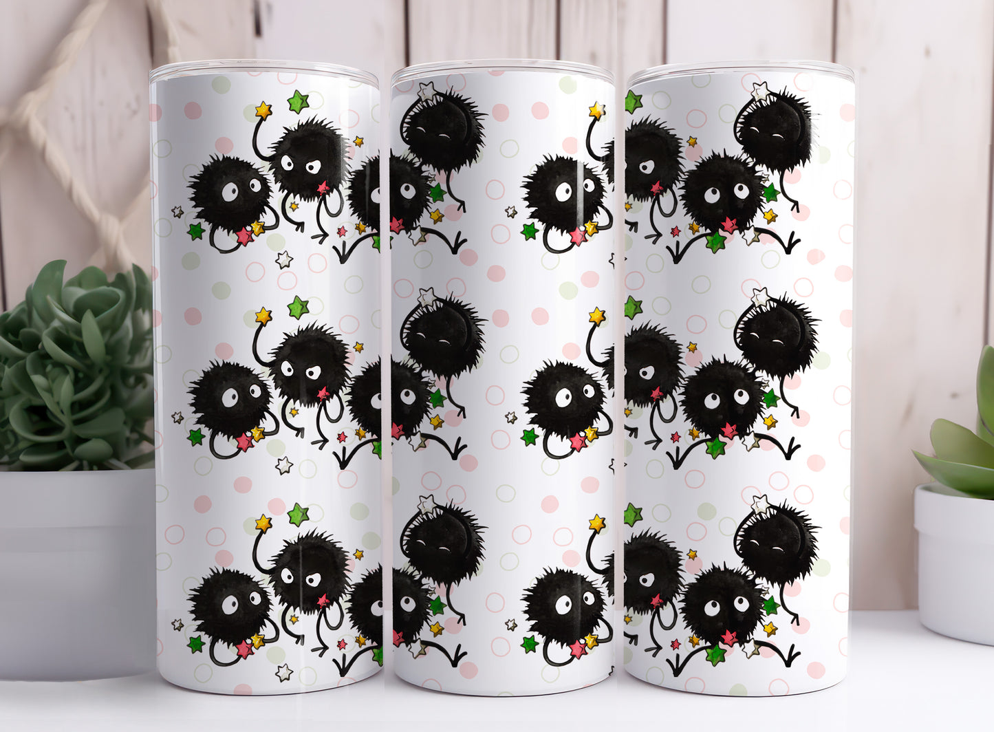 Soot Sprite Susuwatari Makkuro Kurosuke Living Dust 20 oz Skinny Tumbler Designs 1-8
