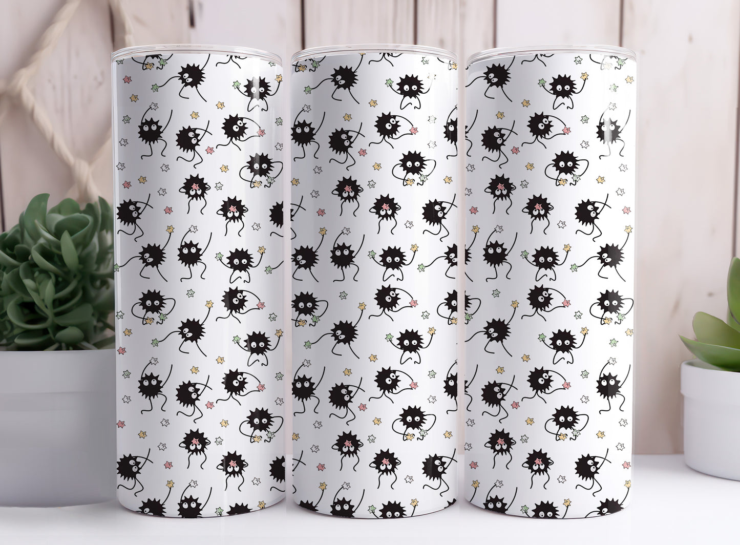 Soot Sprite Susuwatari Makkuro Kurosuke Living Dust 20 oz Skinny Tumbler Designs 1-8