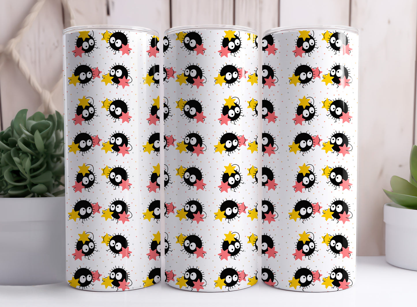 Soot Sprite Susuwatari Makkuro Kurosuke Living Dust 20 oz Skinny Tumbler Designs 1-8