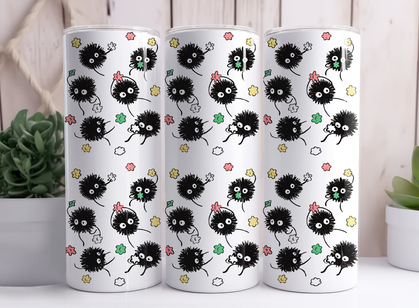 Soot Sprite Susuwatari Makkuro Kurosuke Living Dust 20 oz Skinny Tumbler Designs 1-8