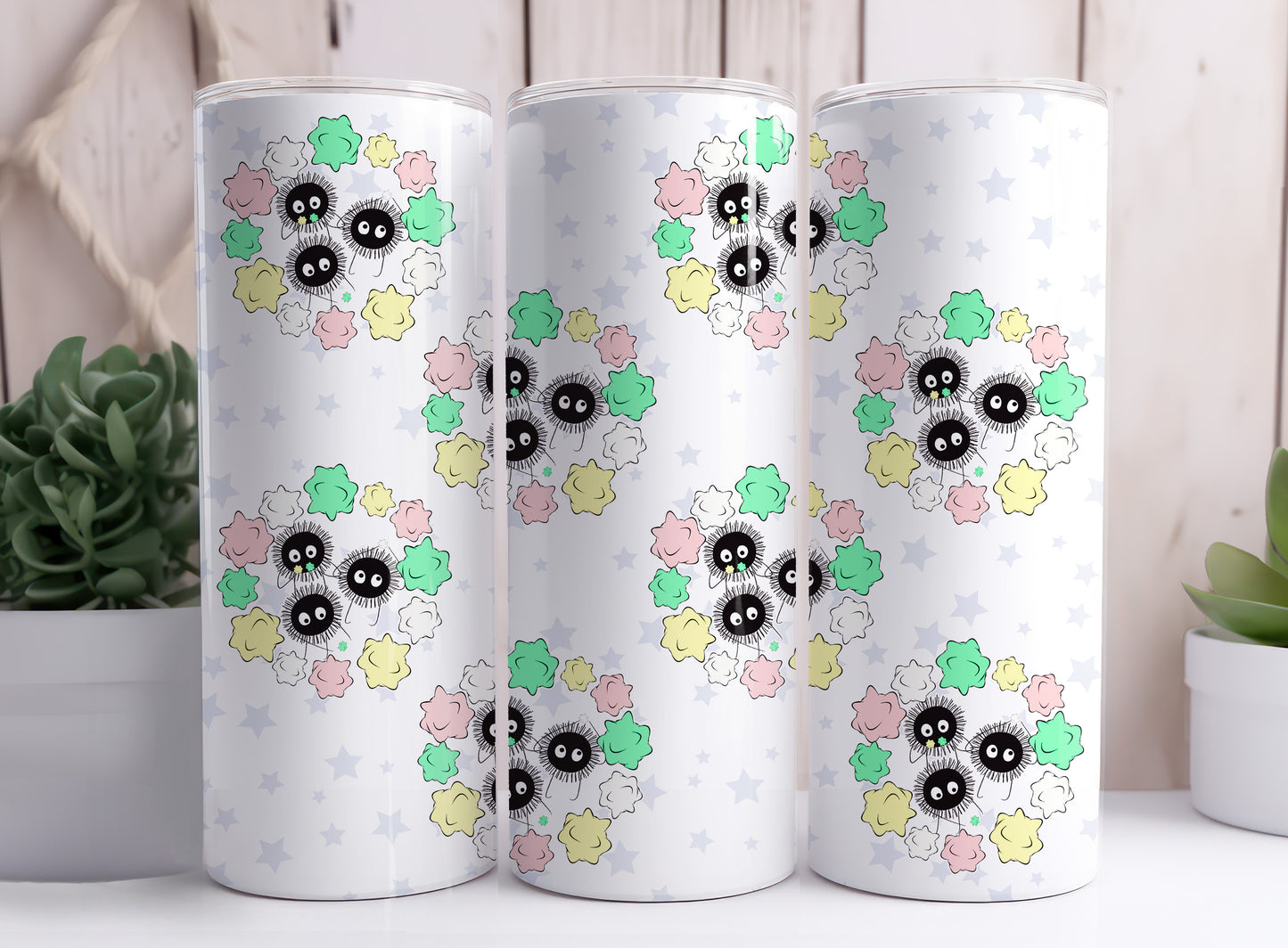 Soot Sprite Susuwatari Makkuro Kurosuke Living Dust 20 oz Skinny Tumbler Designs 1-8